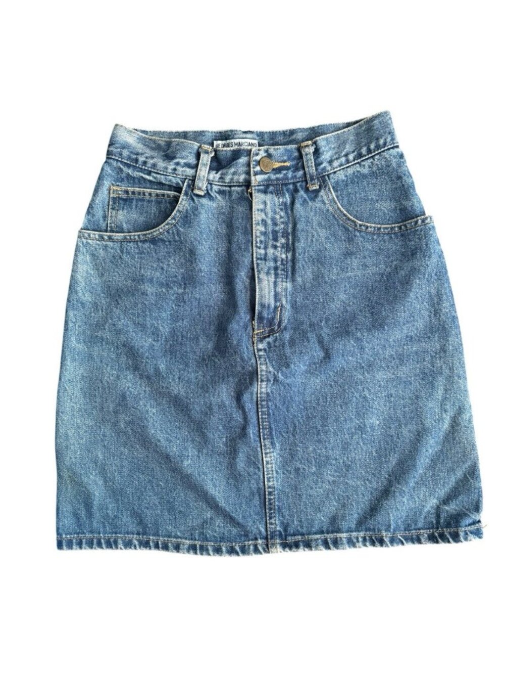 Vtg Guess Skirt Womens 29 Blue Denim High Rise Mini USA 80s Georges Marciano USA